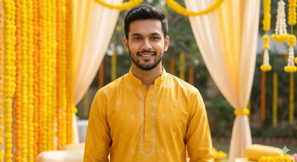 Category 6 Highlight: Festive "Haldi Ceremony" Look created with a Traditional Gemini AI Prompt.