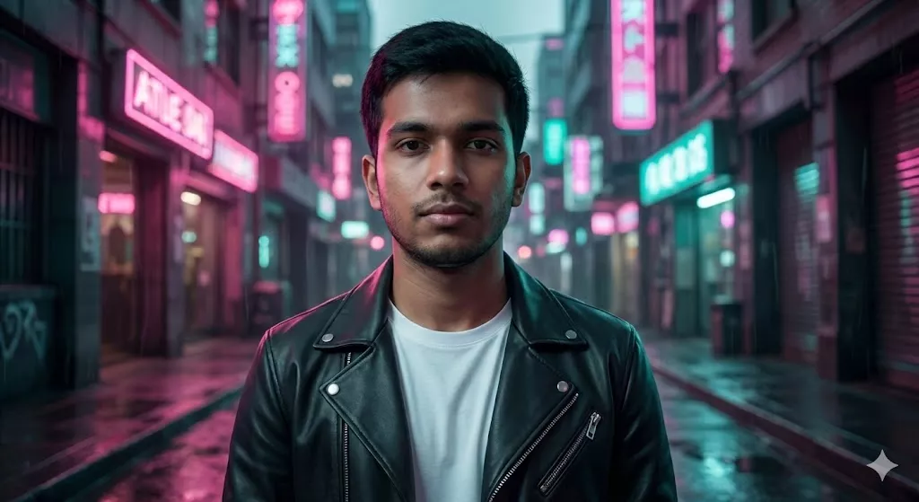 Futuristic "Neon Night" Cyberpunk Vibe Created with Gemini AI Prompts.