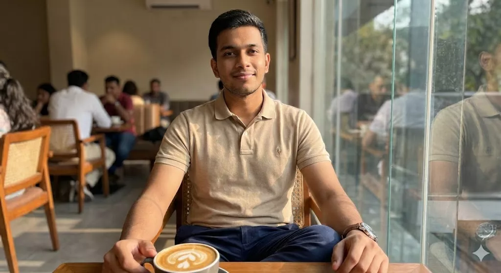 Sophisticated "Smart Casual Cafe" Billionaire Look via Gemini AI Prompts.